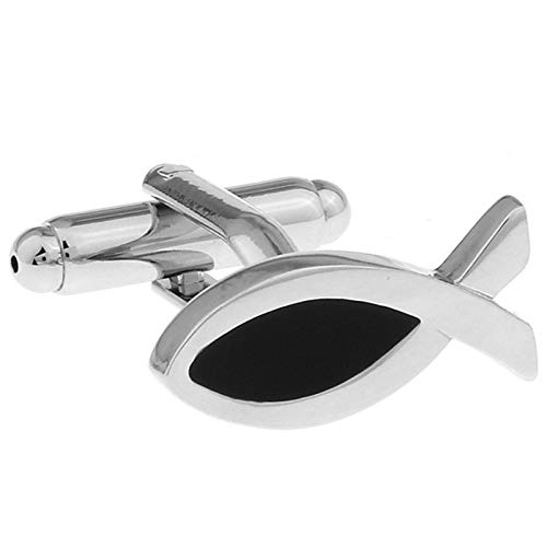 Mancuernillas negras hombre KnBoB diseño pez miniatura 3