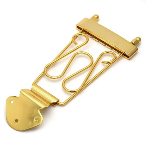 Guitar Bridge,Hollowbody Electric Guitar String Bridge, Fits LP Style Guitars, Adjustable Tension Plate (Gold)