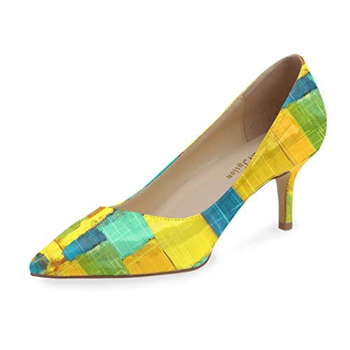 Image of Reindee Lusion Womens Low Kitten Comfortable High Heels Music Note Printed Closed Toe Sexy Pumps Shoes