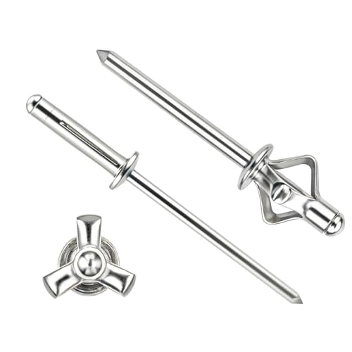 1/8"x1/2"Tri-Fold Rivets Assortment - 150Pcs,Silver Tri-fold Exploding Pop Rivets Solid Aluminum Tri Grip Rivets Bulb Style Rivets for Kayak Marine Boat