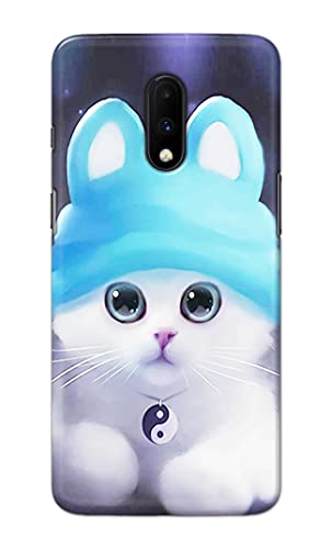Image of Chinese Cutie Kitten Cat Big Eyes Lovely Girl Ears Hard Back Case Cover for OnePlus 6T / OnePlus 7 Back Cover -(J5) VNS2221