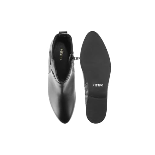 Image of Metro Women Faux Leather Ribbed Slip-On Casual Boots