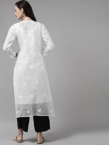 Image of Ada Hand Embroidered Lucknowi Chikankari Kota Kurta for Women A411211