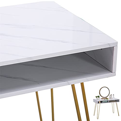 Bureau en marbre blanc 103x55cm avec 2 tiroirs pour chambre - 8