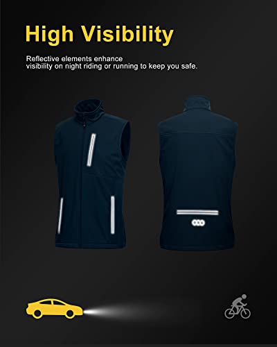33,000ft Leichte Softshell Weste für Herren, Wasserdichte Winddichte Laufweste, Atmungsaktive Vest Gilet Ärmellose Jacke für Radfahren, Laufen, Wandern, Golf, Arbeit Mitternachtsblau XL