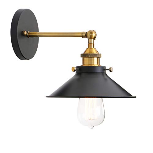 Permo Vintage Industrial Metal Wall Sconce Lighting 180 Degree Adjustable Wall Lamp (Antique-Black)
