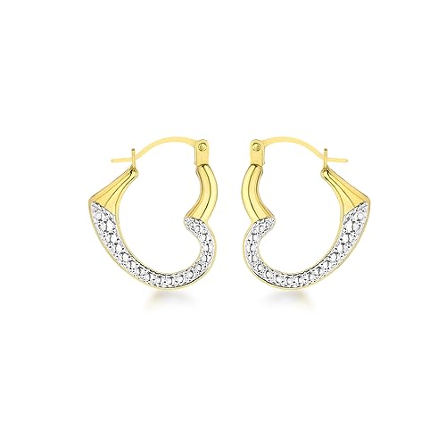 Boucles d'oreilles créoles cœur or bicolore 9 ct Carissima pour femmes au design élégant