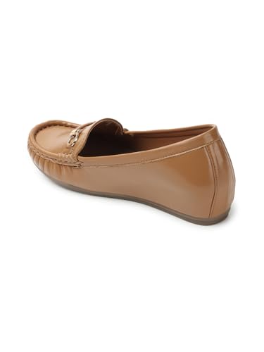 Image of ELLE Women's Flats Slip-On Loafers with Metallic Buckle