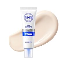 MAKE PREM NMN NAD+ Collagen Sun Serum SPF 50, Korean Sunscreen, Lightweight Facial Sunscreen Serum with Broad Spectrum UV Protection, Hydrating Makeup-Friendly Sunscreen, 1.69 fl oz 50ml