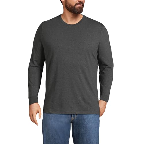Lands' End Mens Long Sleeve Super-T Tee Dark Charcoal Heather Regular Medium