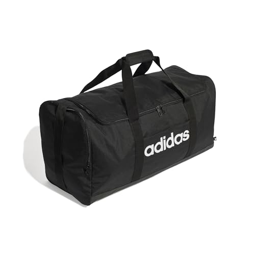 adidas Essentials Linear Duffel Bag, Borsone Unisex-Adulto, Black/Black/White, L - Immagine 2