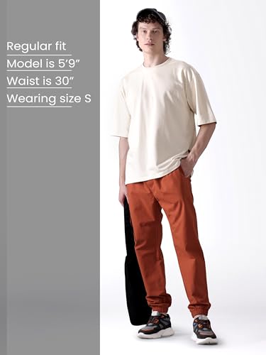 Image of Beyoung Cotton Solid Elastic with Drawstring Cargo Joggers for Men | Regular Fit | 2 Spacious Pockets | Smooth Texture