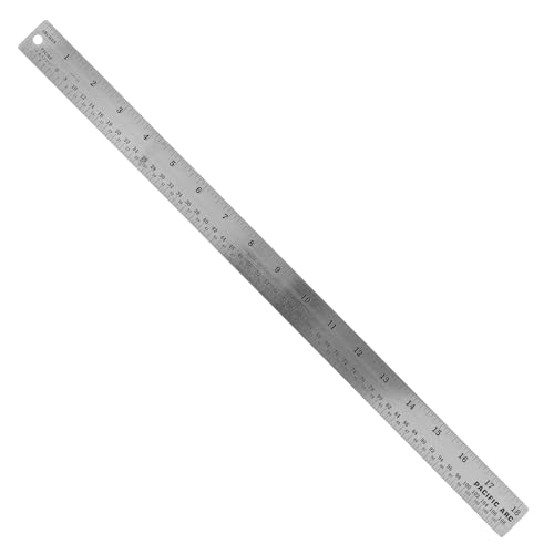 Pacific Arc Stainless Steel Ruler with Inch and Pica Measurements 18 Inches Rubber Backed
