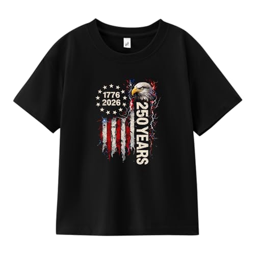 Image of Boys Constitution Day 250 Anniversary USA Shirt Independence Shirt 3-8T | for Kids Boys Girls Toddlers 3T-8T, 4th of July Dinos Flag Patriotic Tee, Independence Day