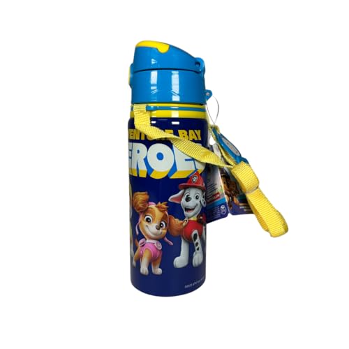 My sweety pop | Gourde Pat Patrouille 600ml pour Enfant | Bouteille d'eau Aluminium avec Protection Silicone Anti-Choc | Design Chase Stella Marcus | Idéal École Sport...