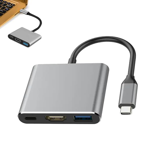 Adaptateur USB C HDM1, 3 in1 Type C vers Hdm1 avec Sortie HD1 4K, USB 3.0 et Port de Charge Rapide, Cable Type C vers Hdm1 pour TV HDTV Moniteur Projecteur Compatible avec Macbook Pro/Air