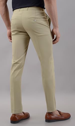 Image of VILLAIN Solid Mid-Rise Stretchable Men's Formal Trousers