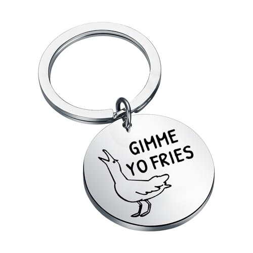 CENWA Funny Seagull Gift Gimme Yo Fries Keychain Nature Bird Jewelry