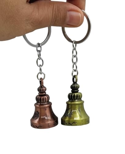 Image of Classic Antique Tibetan Temple Bell Shaped Keyring for Gift Gaurdian bell for Car Bike Bags Metal Key ring Key Chain Bag Charm Gift
