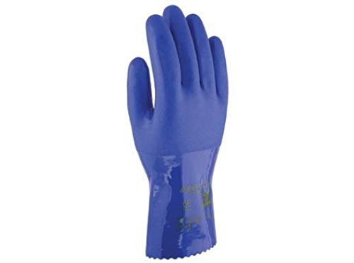 GUANTE QUIMICO M08 28CM SOPORTE ALGODON 3L PVC AZUL SUPER OIL PR 806 S T8
