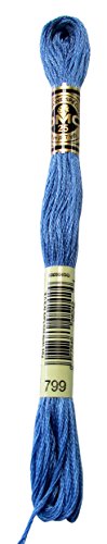 Image of DMC 117-799 6 Strand Embroidery Cotton Floss, Medium Delft Blue, 8.7-Yard