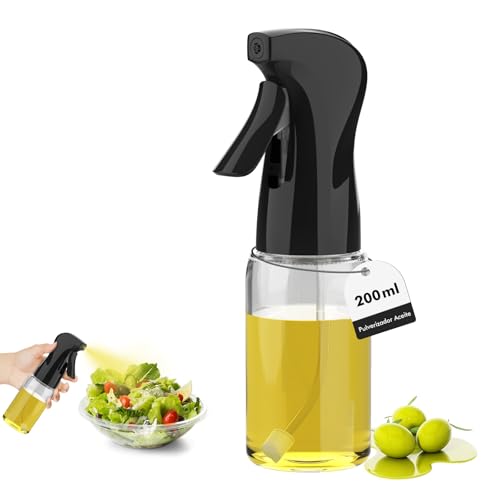 GRIFEMA Pulverizador de Aceite Spray 200ml Vidrio – Dispensador Antigoteo Reutilizable para Cocina, Ensaladas, Aceite de Oliva, Vinagre y Freidora de Aire, GE2003B GRIFEMA Pulverizador de Aceite Spray 200ml Vidrio – Dispensador Antigoteo Reutilizable para Cocina, Ensaladas, Aceite de Oliva, Vinagre y Freidora de Aire, GE2003B