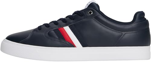 Tommy Hilfiger Herren Cupsole Sneaker Icon Court Stripes aus Leder, Blau (Desert Sky), 41