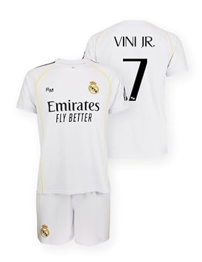 Real Madrid Conjunto Infantil 1ª Equipación 25-26 – Réplica Oficial Vinicius Jr. #7 (Camiseta + Pantalón) | Talla 10 Años | Ya disponible en tu tienda friki favorita! En mundofriki.es!