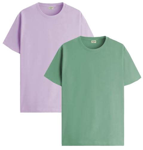 Image of ADRO Men's Cotton Regular Fit Combo Plain Solid T-Shirt Pack of 2