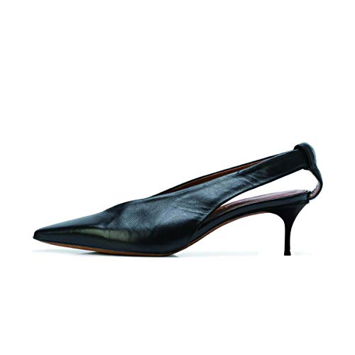 YDN Women Fahion Closed Pointed Toe Slip on Pumps Kitten Low Heel V Cut Slingbacks Dress Office Shoes