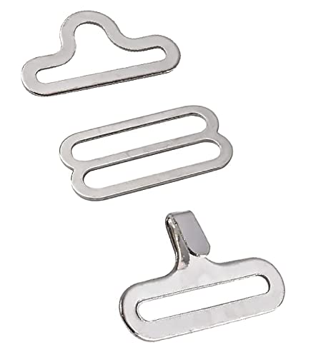 Pack of 6 set Bow Tie Clips Hardware 7/8" Nickel Cravat Clip Fasteners Adjustable Straps on Bow Ties Nickel Bow Tie Clip DIY Bow Tie 3-Piece Hardware Sets Tie Accessories Metal Bow Ties Hook Fastener - Thumbnail 7