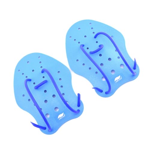 1pair Swimming Hand Paddles Fins Power Training Gloves Paddles Hand Fin Diving for Kids Adults Blue