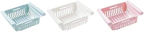 Packs Fridge Drawer Organizer, Unique Design Pull Out Bins, Retractable Drawer Type Cover
