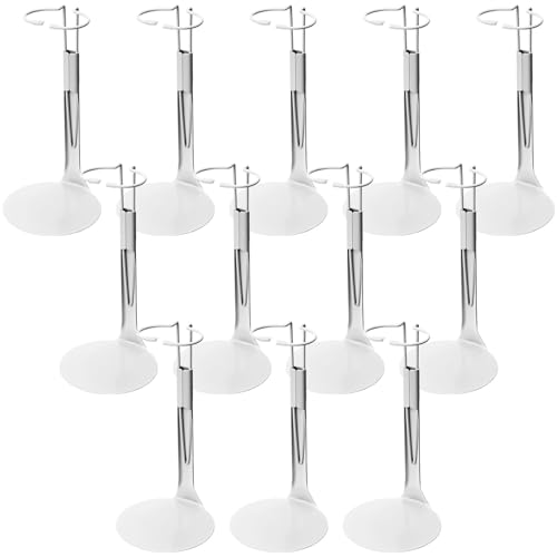 Image of Yaocom 12 Pcs Action Figure Stand Action Figure Display Holder with Expandable Waist Wire for 8 inch to 12 inch Model Bear Display Rack(White)