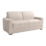 Canapés convertibles Mobilier-Deco DYLANE - Canapé 3 Places Convertible rapido Tissu capitonné Beige Matelas 22 cm