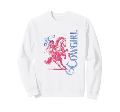 Rodeo 69 Cowgirl Queen Bronco Riding Western Horse Design Sweatshirt