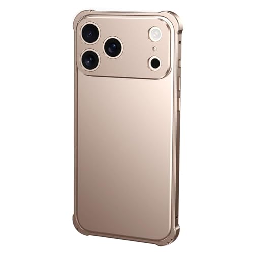 For IPhone 17 Pro Max/17 Pro/17 AirpP[XA^wʂȂP[XAMVFA^ϏՌJo[(Gold,17 Pro Max)
