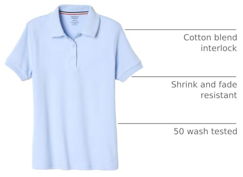 Image of French Toast Girls' Short Sleeve Picot Collar Polo School Uniform Shirt (Standard and Plus)