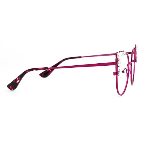Image of Zeelool Stylish Metal Cat Eye Glasses Frame for Women with Non-prescription Clear Lens ZJGM751692-02 Pink, Large