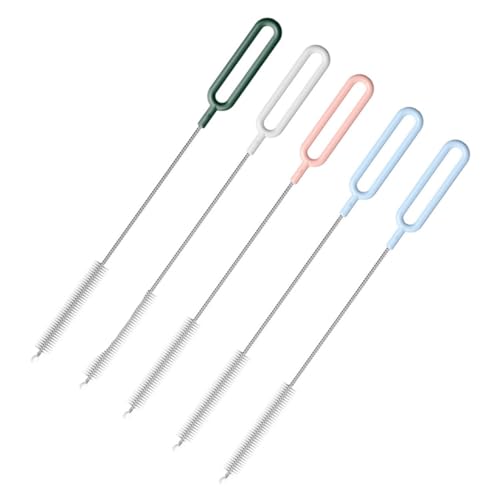 Gogogmee 5 Piezas Cepillo para Boquillas De Botellas y Pajitas Cepillo De Paja De Nailon Kit De Limpieza De Bebés para Biberones y Botellas