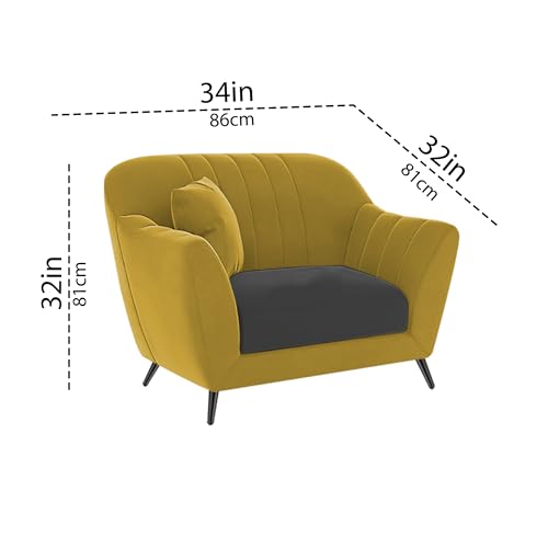 Image of Atticus 3+1+1 Seater Sofa Set for Living Room (Yellow Black Colour) Premium Fabric Sofa
