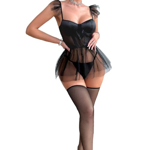 Corset sexy maille bretelle mince uniforme lingerie érotique grenouillères