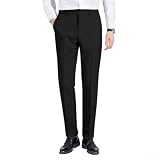 Pantaloni da uomo dritti per abiti da lavoro, slim fit, elasticizzati, tinta unita, casual, da ufficio, pantaloni da lavoro, lunghezza regolare, pantaloni formali non stirati (31 nero)