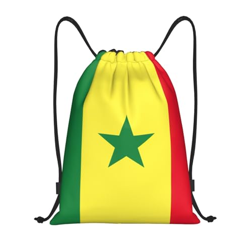 WURTON Borsa sportiva con coulisse con stampa bandiera del Senegal, per tutte le occasioni, sacca da palestra, sport, viaggi, nero, Small