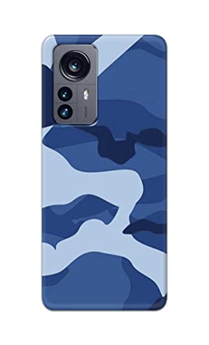 Image of Printed Hard Back Cover Case for Xiaomi 12 Pro Back Cover (Army Blue Pattern) -702