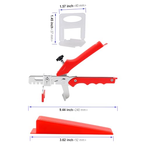 PUCSIQ 701-teiliges Fliesen Nivelliersystem 3mm Set, 500 Zuglaschen +200 Keile + 1 Zange, Profi-Werkzeug für Fliesen Wandfliesen Bodenfliesen