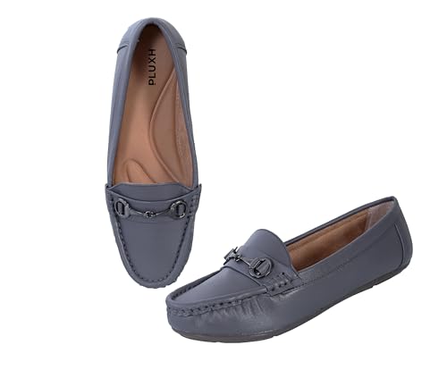 Image of Pluxh Women's Classic Ballet Flats with Metal Detail | Soft Padded Slip-On Shoes | Lightweight Comfort Footwear | Flexible Sole | Office, Casual
