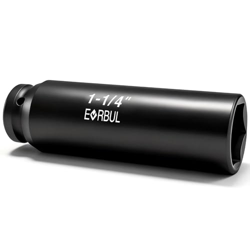 EVRBUL 1/2 Drive 1-1/4 Extra Deep Impact Socket Heavy Duty 6 Point Design Heat-Treated for Automotive Truck and Heavy Equipment Repair