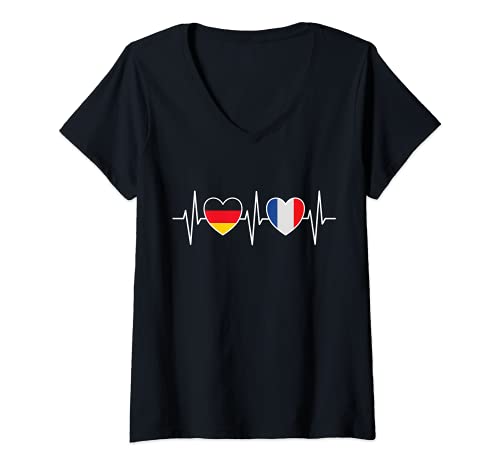 Femme Allemagne et France France Drapeau français Drapeaux T-Shirt avec Col en V Cover
