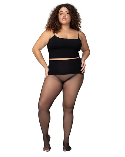 Getnoosh PLAY Free-Hugging Seamless Tights For Women | Stylish Comfort & Breathable | Light Weight Sheer Womens Tights No Middle Seam | Noir - S/M